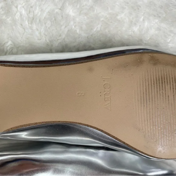 J Crew silver metallic mirror point toe ballet flats - Picture 6 of 6